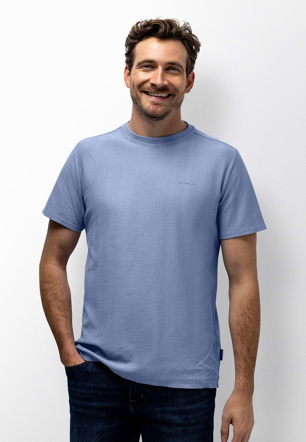 T-shirt-à-structure-jacquard-nid-d’abeille