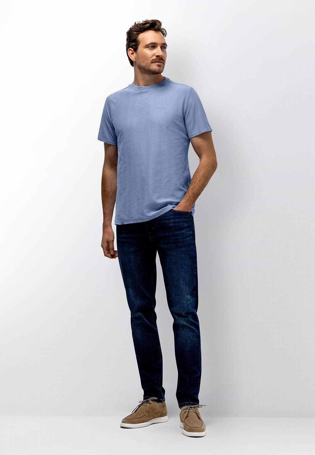T-shirt-à-structure-jacquard-nid-d’abeille