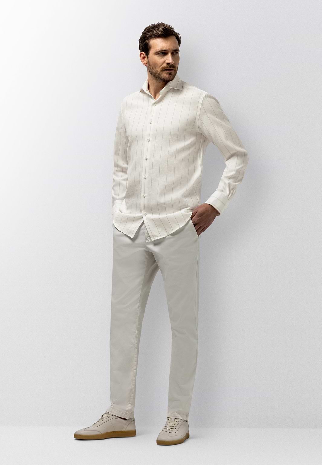 HISDERN Herenhemd met lange mouwen, elegant overhemd met stropdassen