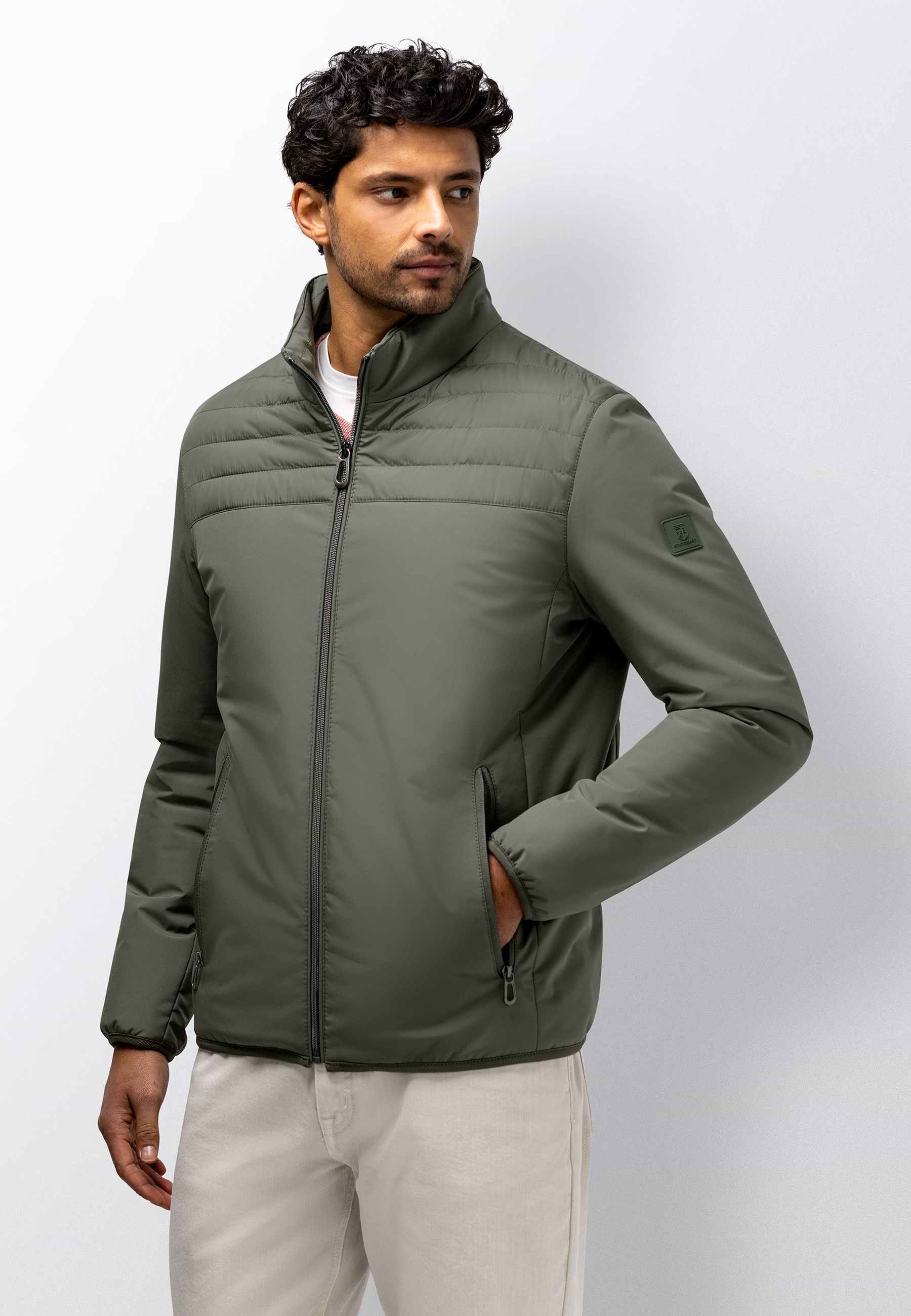 Padded jacket with stand collar