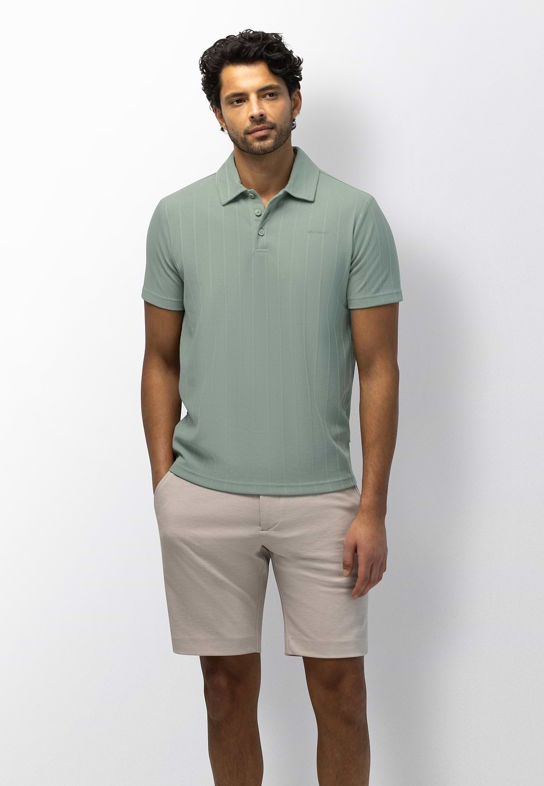 Jersey-polo-met-structuurstreep