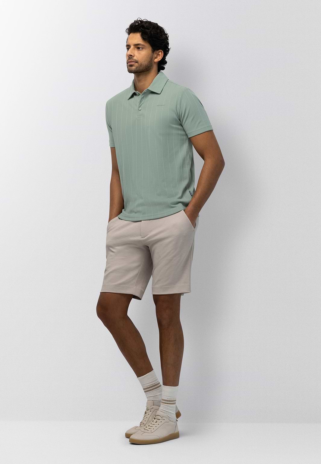 Jersey-polo-met-structuurstreep