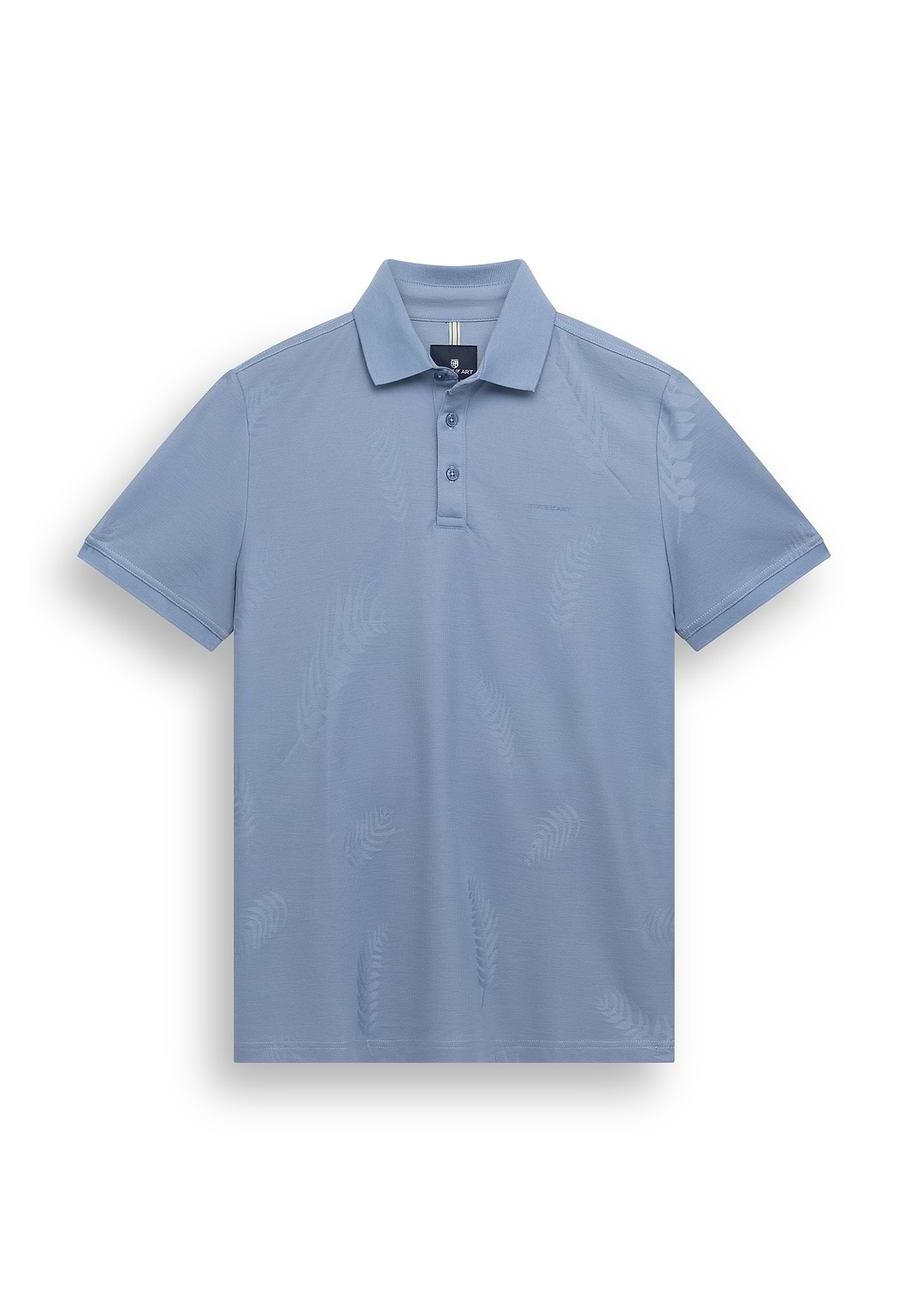 Piqué-polo-with-jacquard-leaf-pattern