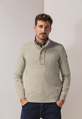 Gemêleerde-trui-met-halve-rits