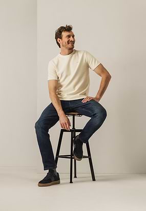 Ronde-hals-T-shirt-met-structuurpatroon