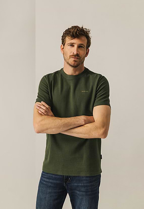 Ronde-hals-T-shirt-met-structuurpatroon