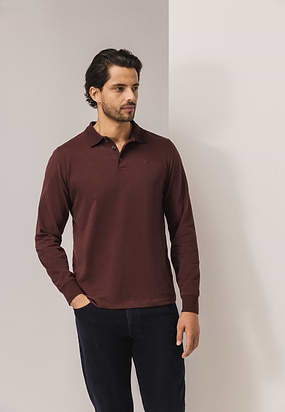 Polo-met-structuurgebreide-kraag