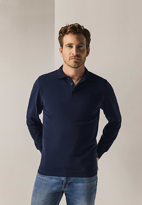 Polo-met-structuurgebreide-kraag