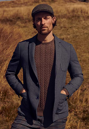 Halfgevoerde-blazer-met-gemêleerd-dessin