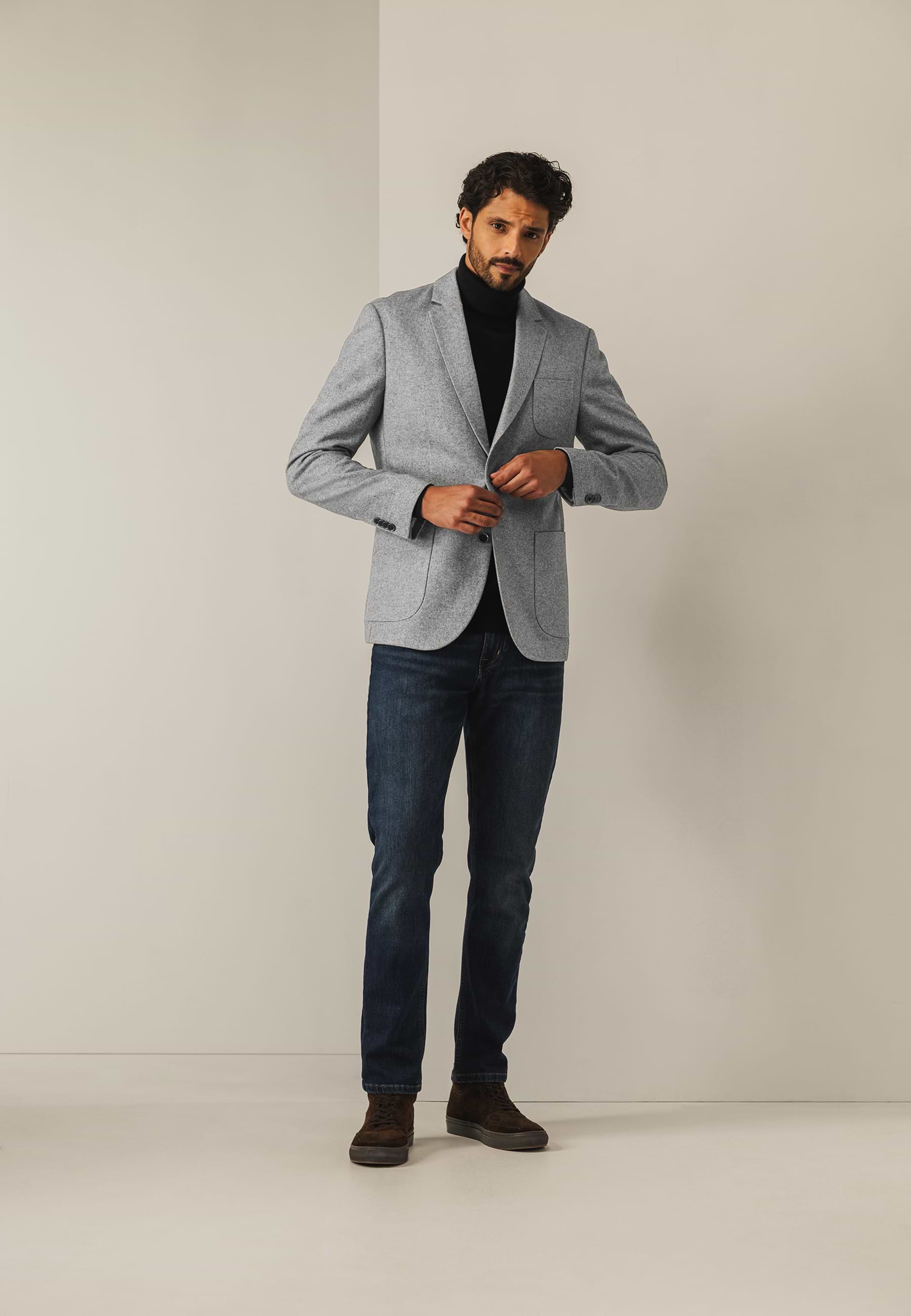 Half-lined blazer with mélange pattern