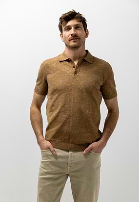 Gebreide-polo-met-gemêleerd-effect