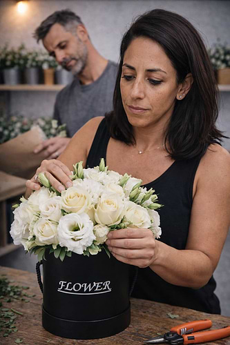 white flower box