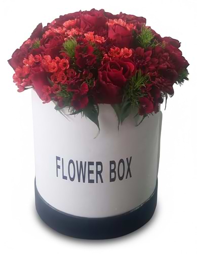 red flower box