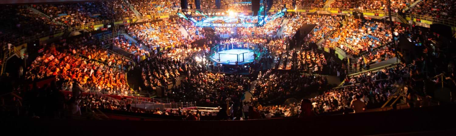 Ring de la UFC fanáticos emocionados antes de la pelea de noche
