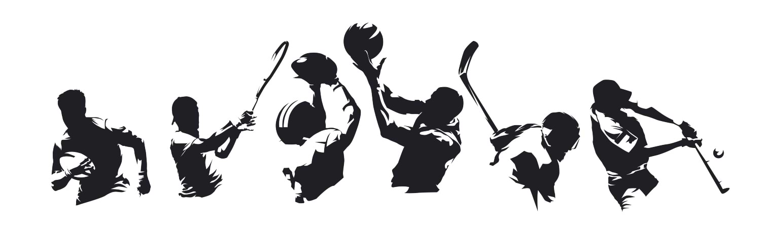 Deportes, conjunto de atletas de diversas disciplinas deportivas