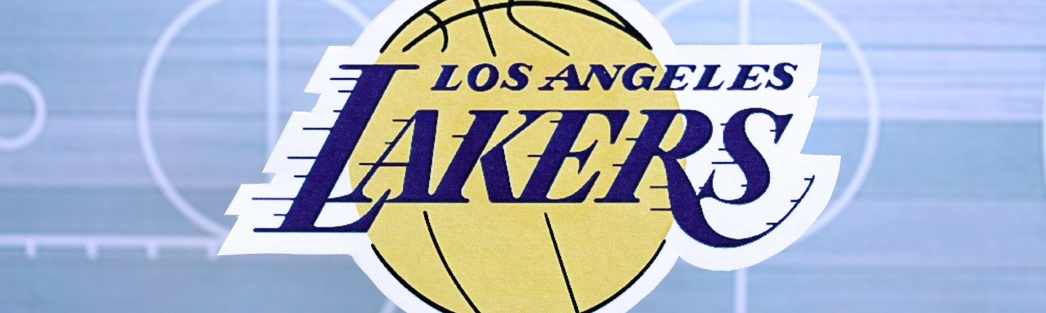 Logo de los angeles lakers - fondo azul, balon de basquetball y nombre del equipo