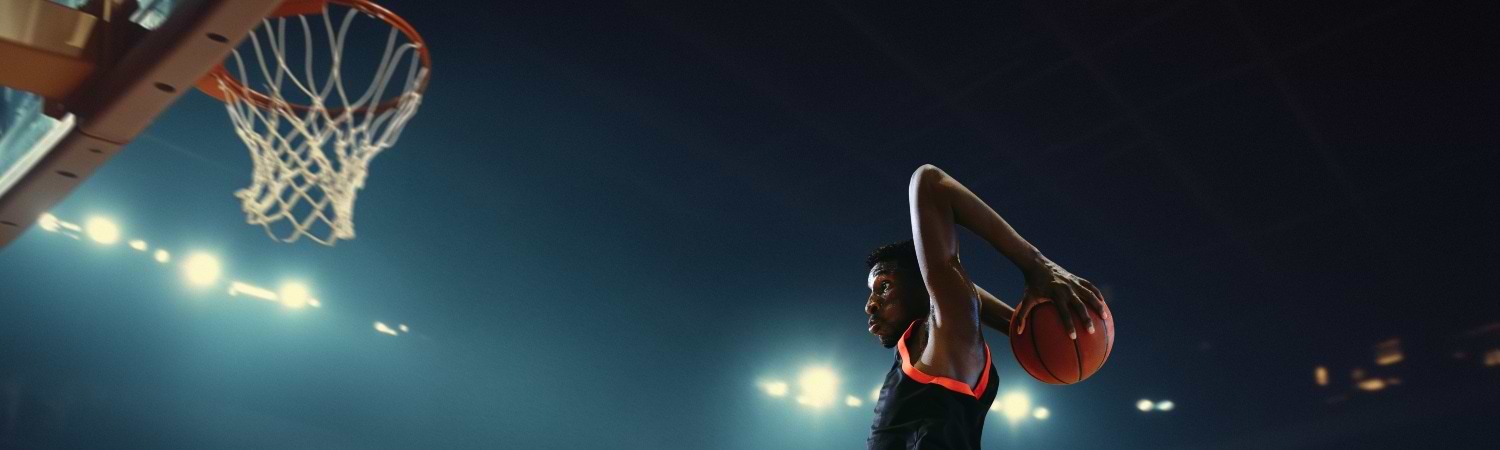 Jugador de basketball encestando