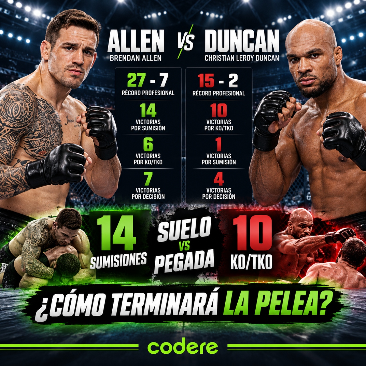 Brendan Allen vs Christian Leroy Duncan rcords y victorias