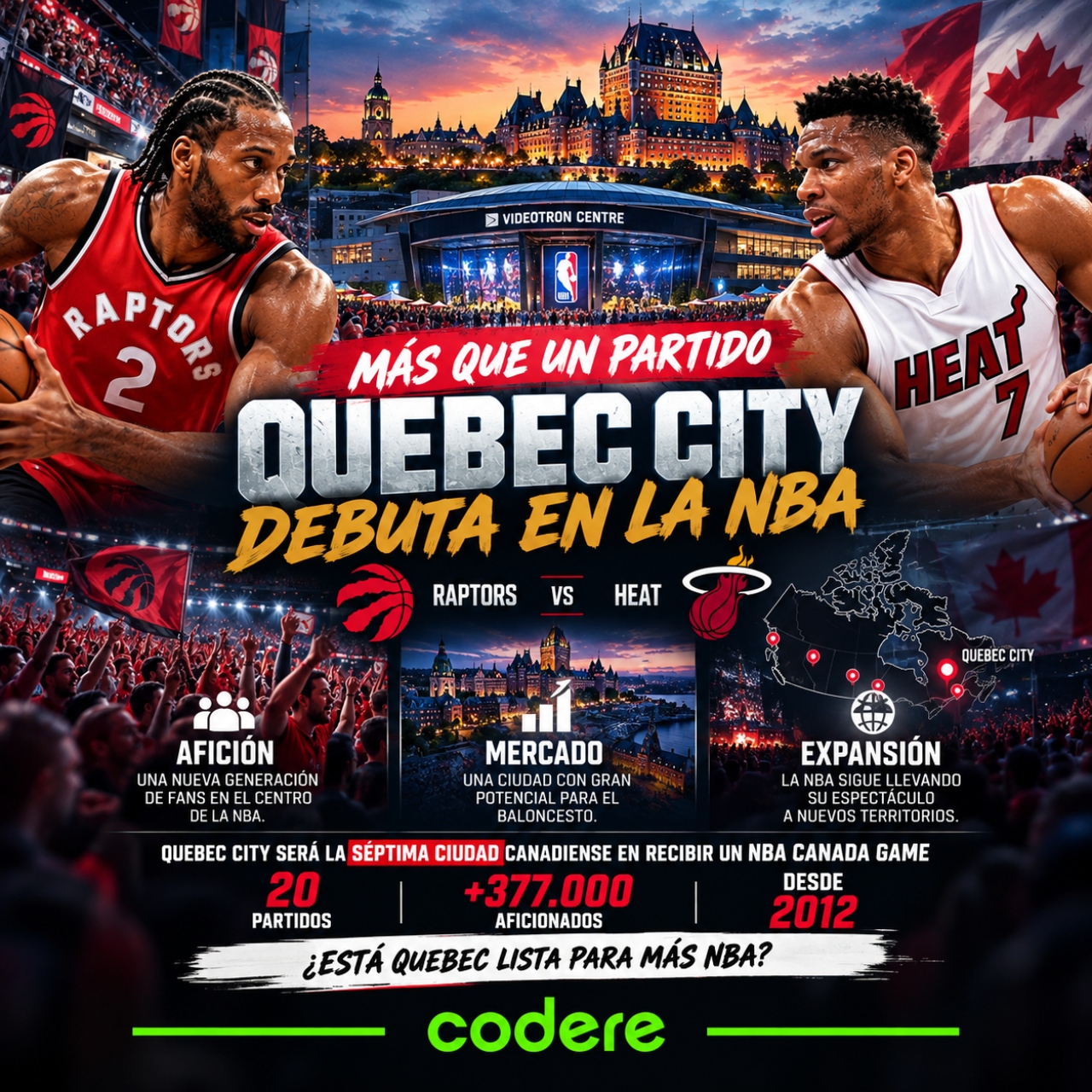 numeros de quebec city en la NBA para el Raptors vs Heat