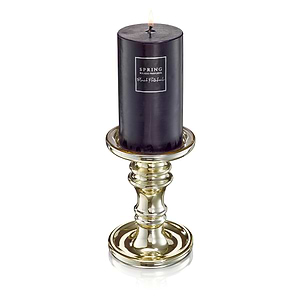 פמוט זהב זכוכית גובה 16 ס"מ עם נר גודל 15*8 BLACK PATCHOULI