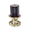 פמוט זהב זכוכית גובה 9 ס"מ עם נר גודל 10*8 BLACK PATCHOULI