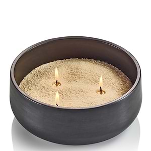 סט אגרטל בטון שחור עם קילו פניני שעווה שמנת, BELGIAN LINEN עם 30 פתילים