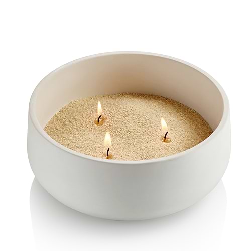 סט אגרטל בטון לבן עם קילו פניני שעווה שמנת, BELGIAN LINEN עם 30 פתילים