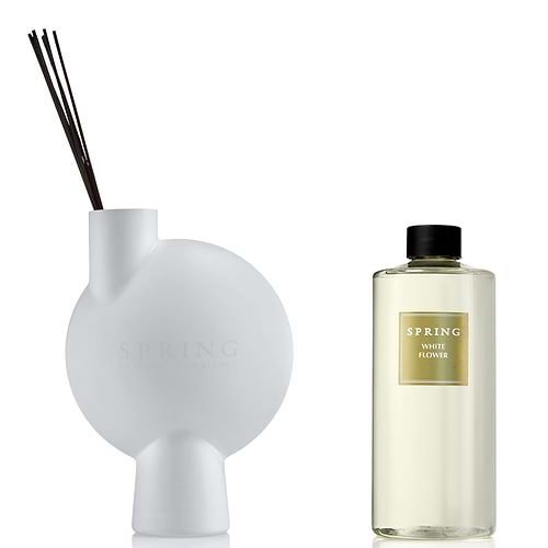 סט מפיץ ריח וואבי סאבי לבן בינוני עם מילוי 500ml- WHITE FLOWER
