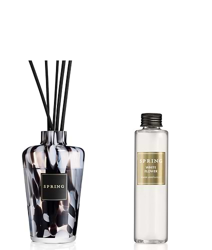 מפיץ ריח WHITE FLOWER - 180ml באגרטל מנומר שחור לבן