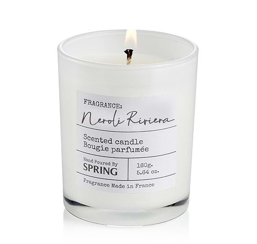 נר בישום שעווה טבעית בניחוח NEROLI RIVIERA - White collection 160gr