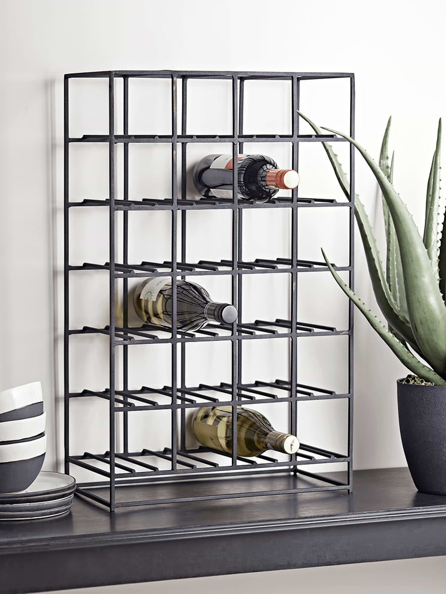 Large Iron Wine Rack -Black