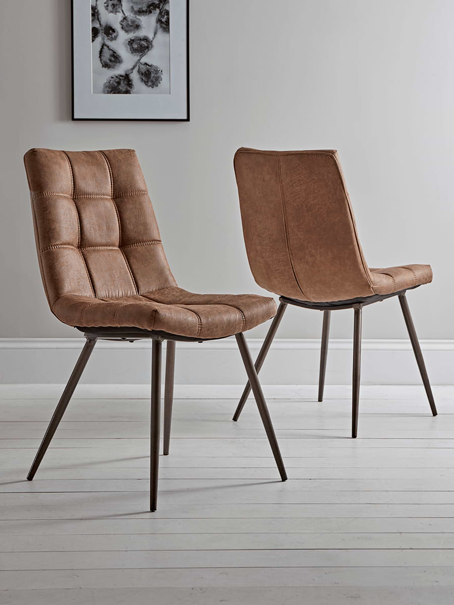 Soho Tan Faux leather Upholstered Dining Chair - Set of 2