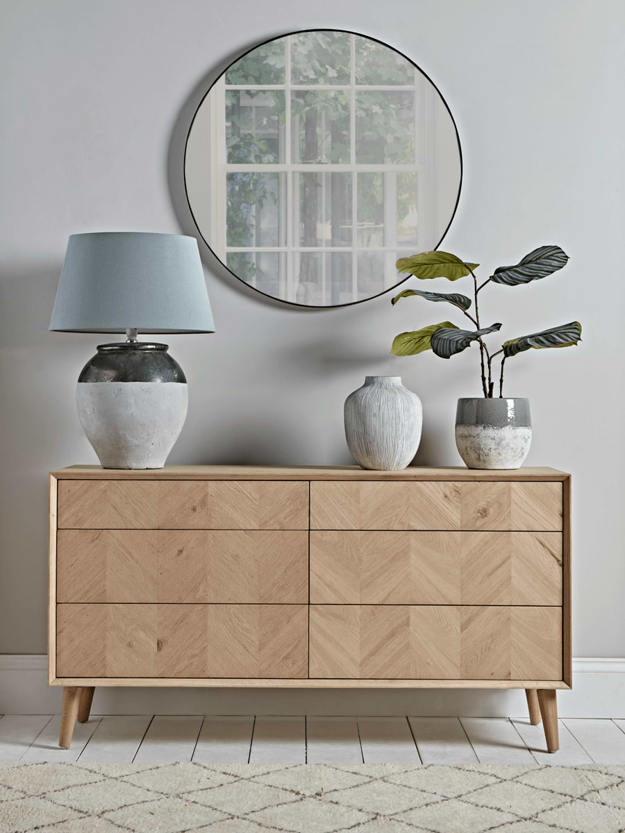 Chevron Oak Chest of Drawers