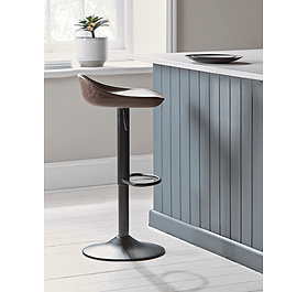Two Faux Leather Counter Stools - Brown