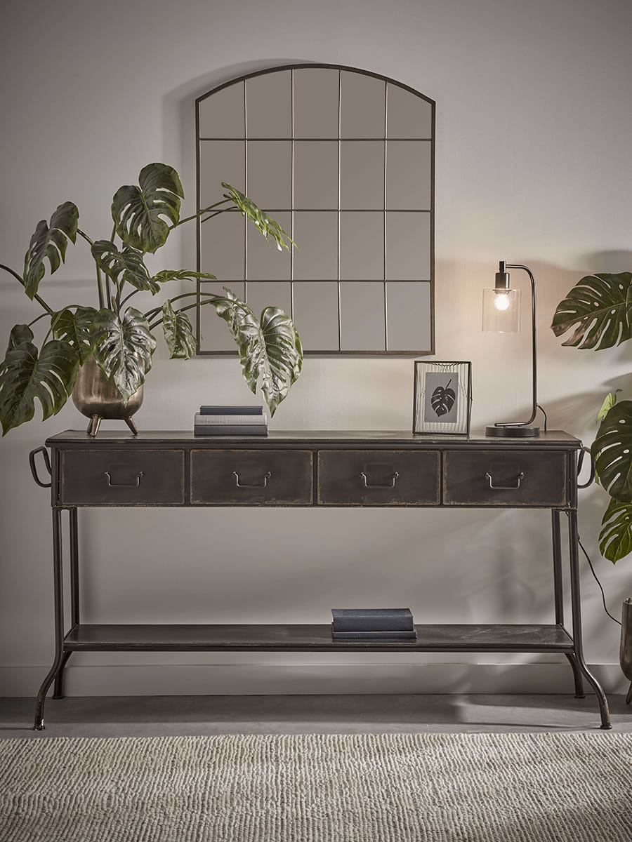 Industrial Curved Top Window Mirror