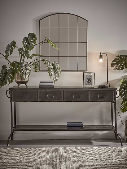 Industrial Curved Top Window Mirror