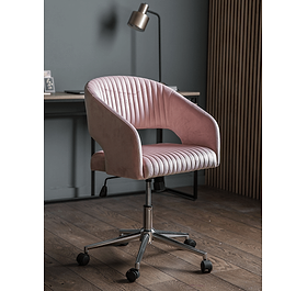 Blush Velvet Office Chair