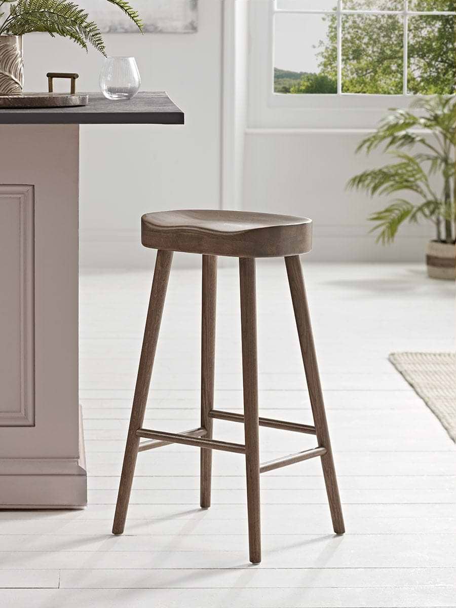 Weathered Oak Counter Stool - Walnut Effect