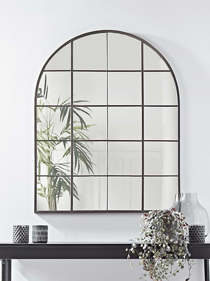 Black Arched Window Mirror