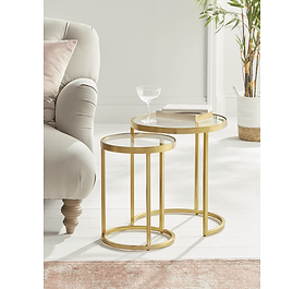 Two Glass Topped Nesting Tables