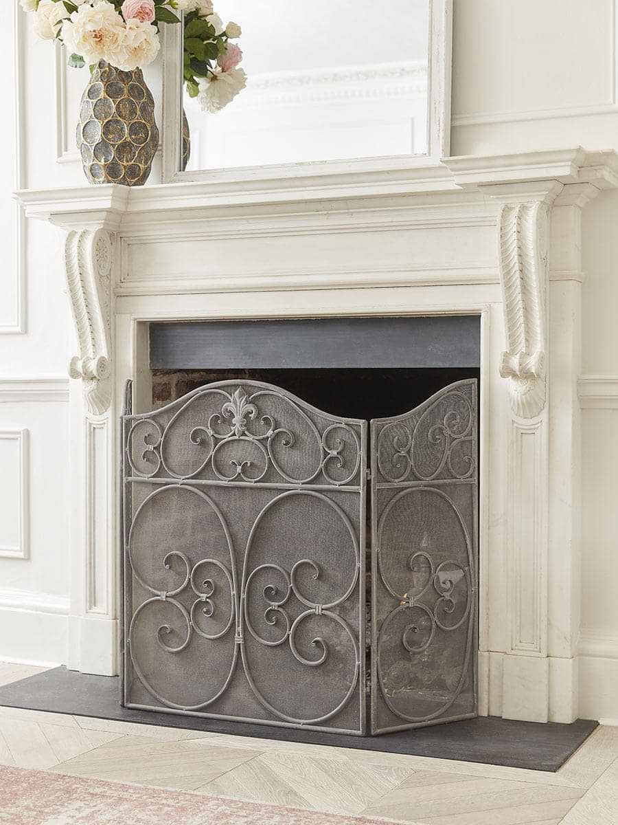 Grey Metal Fire Screen