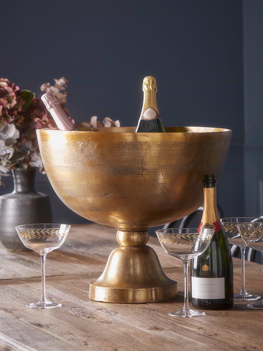 Footed Antique Brass Wine Cooler