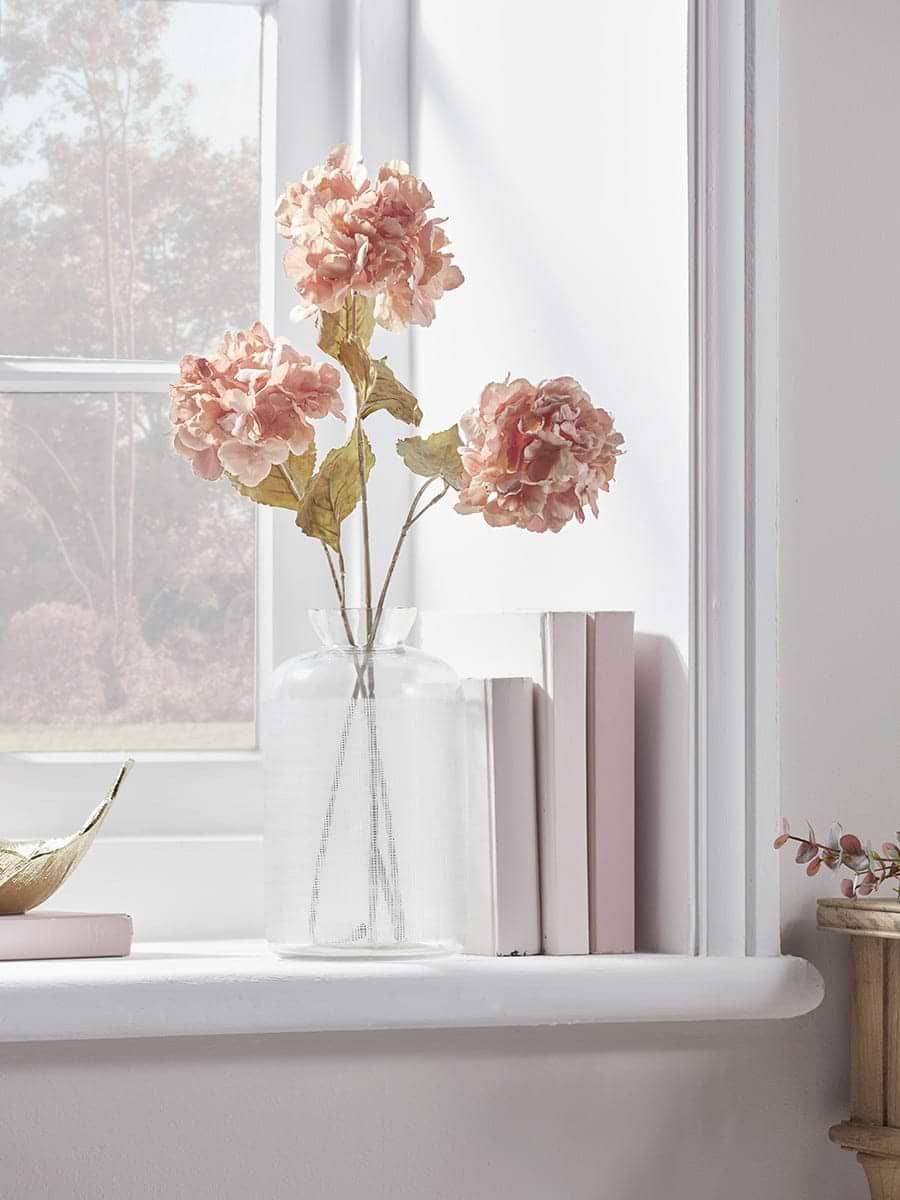 Three Faux Hydrangea Stems - Blush