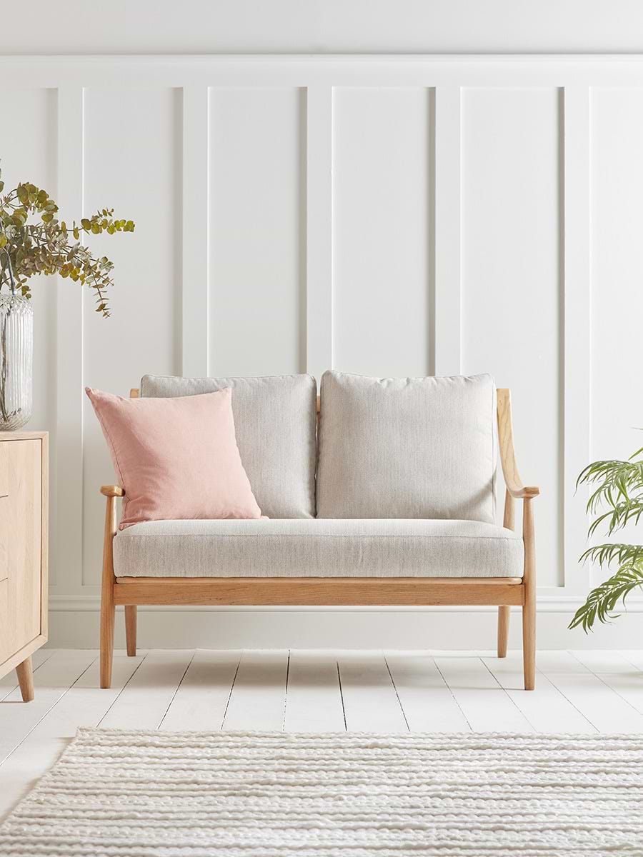 Curved Arm Mid Century Sofa - Linen