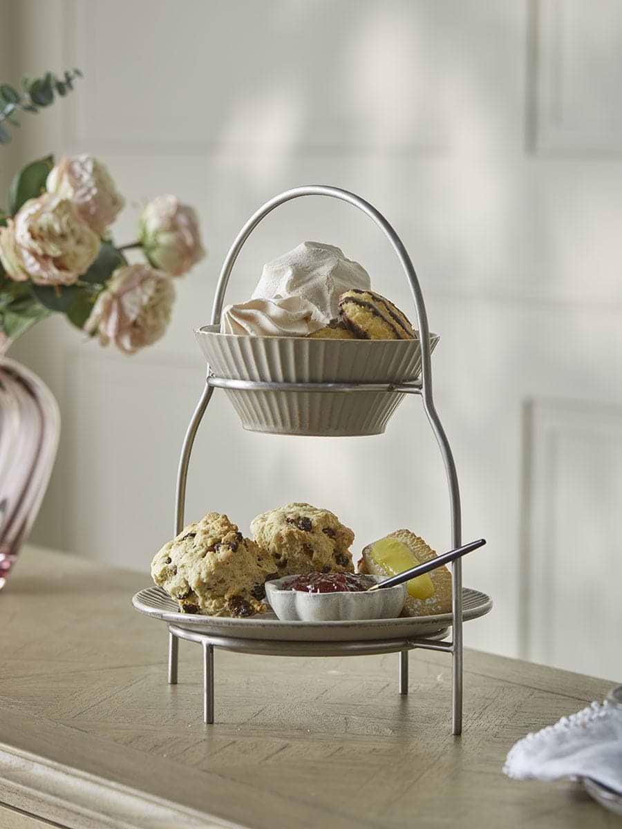 Two Tiered Cake Stand - Nickel