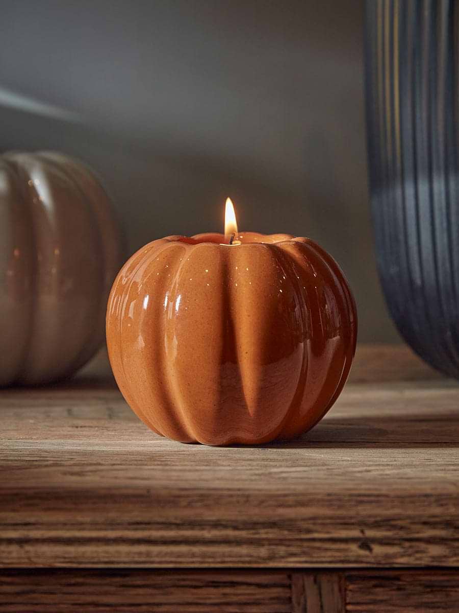 Pumpkin Tealight Holder - Burnt Orange - Small