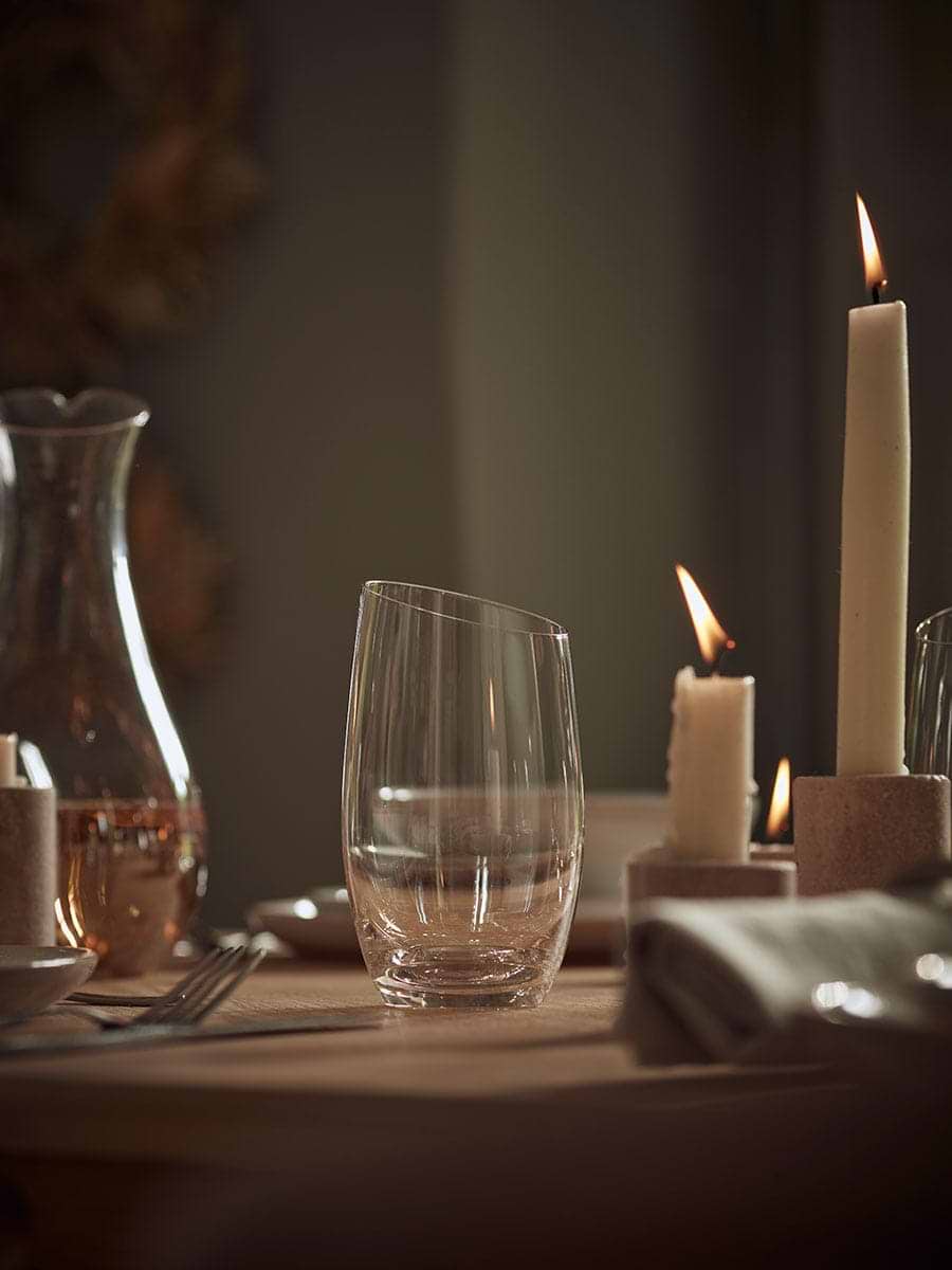 Six Amber Asymmetric Highball Glasses