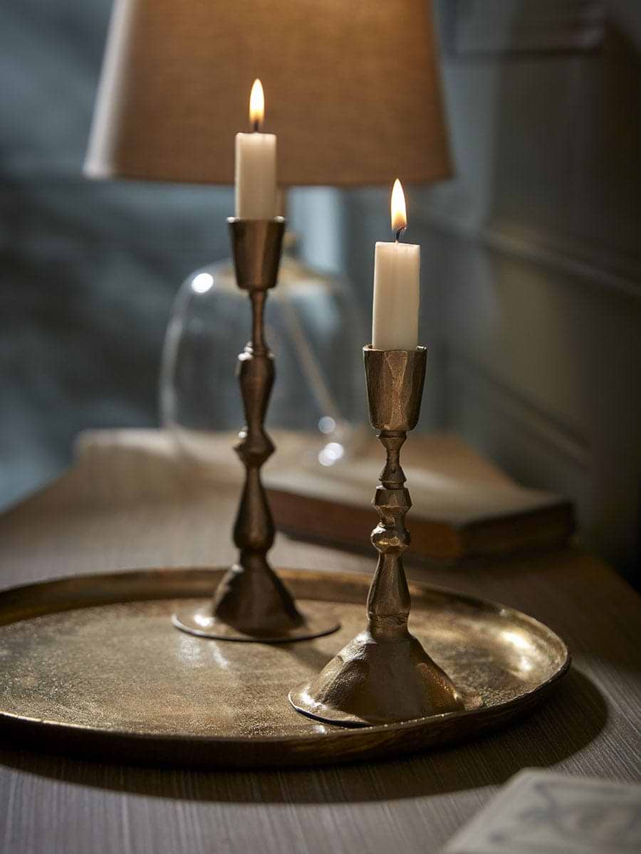 Antiqued Effect Dinner Candle Holder