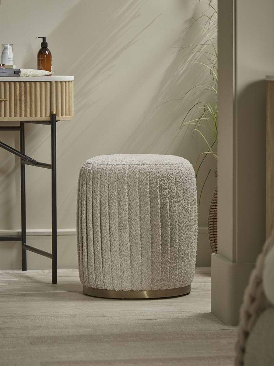 Pleated Boucle Footstool