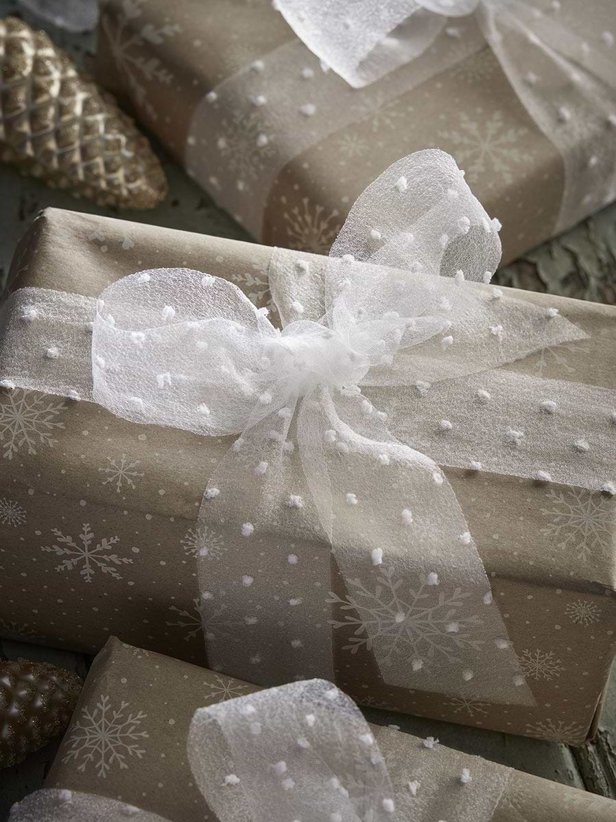 Snowball Textured Organza Ribbon - White 15m